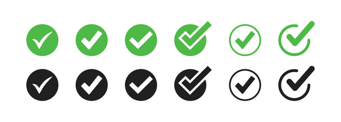 checkmark vector, checkmark icon set, approved symbol, checked checkbox mark, checkmark set, editable line.