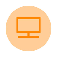 Technology monitor computer Tv or LCD orange line icon illustration for decoration pattern or creative idea	