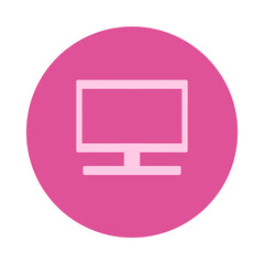 Technology monitor computer Tv or LCD pink line icon illustration for decoration pattern or creative idea	