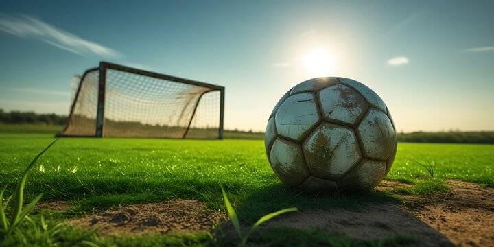 Soccer Ball with Blurry Goalpost