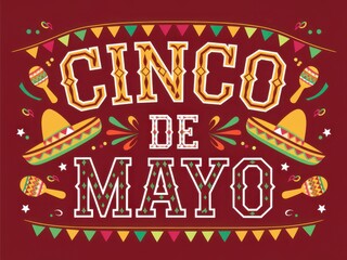 Colorful Cinco de Mayo celebration design with sombreros and maracas