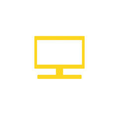 Technology monitor computer Tv or LCD yellow line icon illustration for decoration pattern or creative idea	