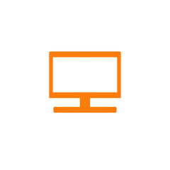 Technology monitor computer Tv or LCD orange line icon illustration for decoration pattern or creative idea	