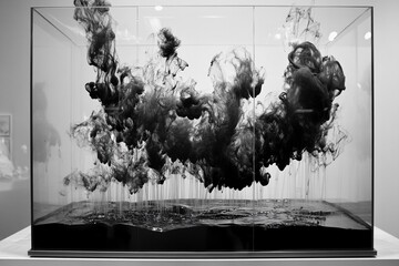 Elegant black smoke swirls create dynamic abstract patterns on a white background