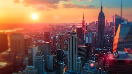 Fototapeta premium Shanghai skyline at sunrise with skyscrapers, China.