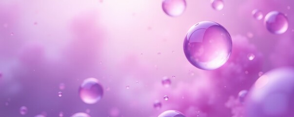 Pastel purple bubbles suspended in mid-air against an ethereal backdrop, delicate shapes, abstract background, ethereal