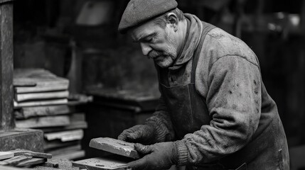 A metalworker shaping a piece of raw iron using a forge and hammer.
