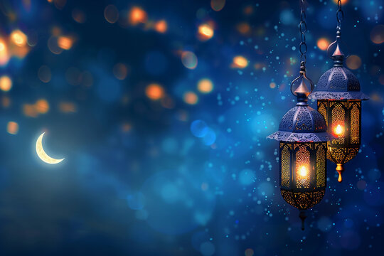 Beautiful greeting card with holiday composition for happy celebrate Ramadan, abstract vivid composition consists of fictional unreal fantastic vision on background