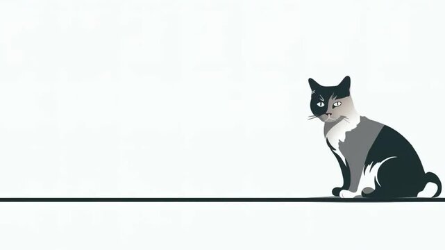 Video Minimalist Cat Silhouette &ndash; Vector Illustration