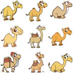 Fototapeta premium Camel cartoon bundle art silhouette vector 