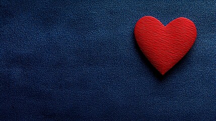 Fototapeta premium Red Heart Shape on Blue Textured Background for Love Concept