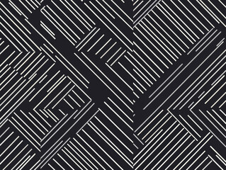 seamless pattern featuring diagonal white lines on black background creates striking geometric design. lines intersect at various angles, forming dynamic and modern texture