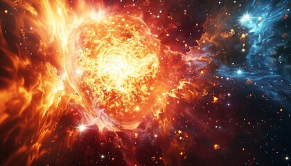 Obraz premium Abstract space background with nebula, stars and galaxies. Fantasy fractal design.