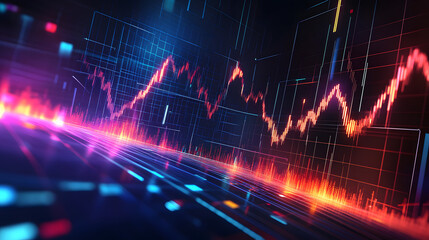 Financial graph, upward trending stock market