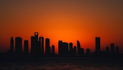 Dubai skyline at sunset, United Arab Emirates. Dubai is the fastest growing city in the world.