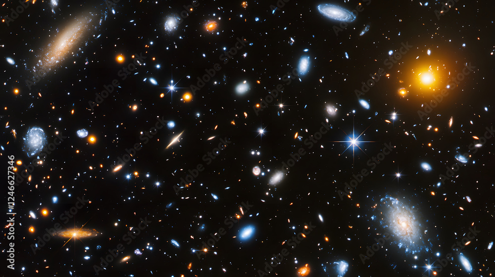 Aufkleber Exploring cosmic chaos astronomy event of constellation formation in the vastness of space celestial viewpoint