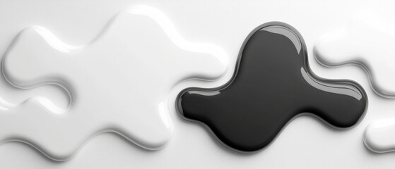 Abstract Black and White Background with Cloud-Like Shapes in Smooth Curved Patterns for Modern Design Use