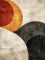 Abstract layered wave painting in earthy tones