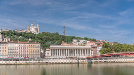 Timelapse hyperlapse of the Lyon Court of Appeal, a neo-classical courthouse at Place Duquaire in...