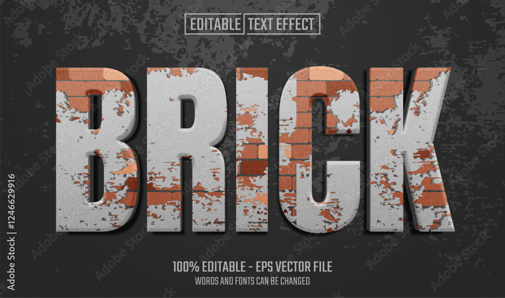 Wall mural brick editable text effect