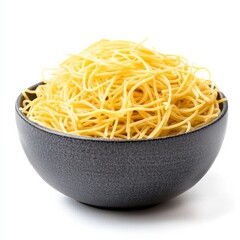 Lots of raw whole angel hair pasta in bowl