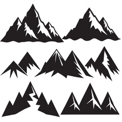 Fototapeta premium Different style mountain silhouettes set large pack of vector silhouette design
