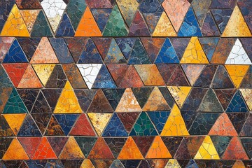 Colorful mosaic pattern featuring diverse geometric shapes in a vibrant design