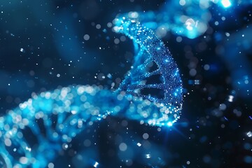 3d illustration of dna helix with binary code, abstract background