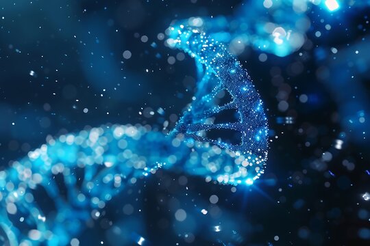 3d illustration of dna helix with binary code, abstract background - Powered by Adobe