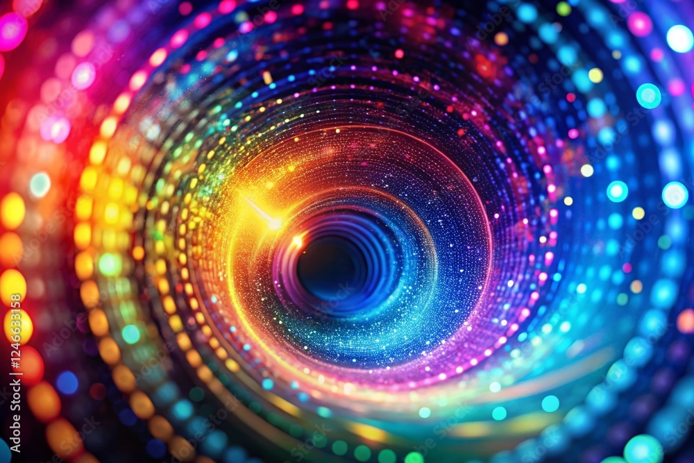 Poster Abstract Binary Code Vortex: Digital Data Stream Background Image with Copy Space