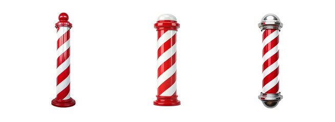 Obraz premium Barbershop Pole on White, Classic Signage, and Traditional Barber Shop Icon