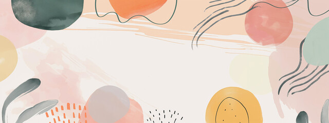 abstract watercolor painting with pastel colors, banner background with empty space for copy and design elements, simple artistic illustration with watercolor art look