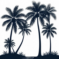 Collection of Black Silhouette Palm Trees vector art bundle design 