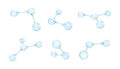 3D molecules or atoms models. 3d abstract molecular structures isolated on white background. Concept of biochemical, pharmaceutical, beauty, medical. Science or medical. Vector illustration