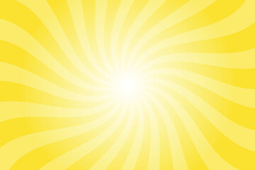 Fototapeta premium Abstract yellow background with rays retro starburst. Radial spiral stripes backdrop. Vintage sun beam texture. Sun rays pattern. Groovy retro swirl burst. Summer carnival background