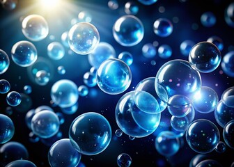Naklejka premium Abstract Glowing Bubbles: Futuristic Blue & White Serene Background