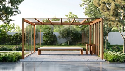 Fototapeta premium 3D rendering of a modern living room in a tropical house.