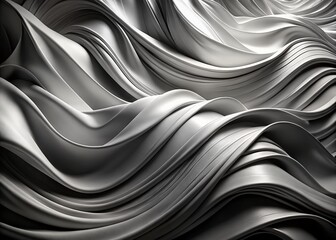 Obraz premium Abstract Grayscale Fabric Landscape: Flowing Forms & Copy Space