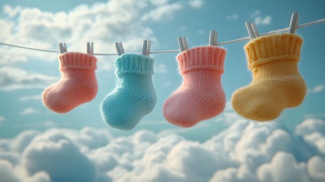 Emotional Journey: Expressive Imagery of Baby Socks on a Clothesline Highlighting Premature Baby Support
