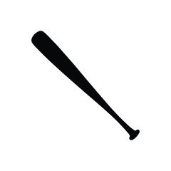 Baseball bat icon. Black Baseball bat silhouette vector illustration isolated on white background.