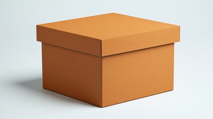 Orange Square Gift Box on a Light Background in Minimalistic Style