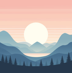 Vector illustration of minimalism mountain landscape