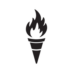 Torch icon. Black Torch silhouette vector illustration isolated on white background.