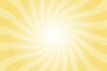 Abstract Jasmine Yellow Background with Rays Retro Starburst. Radial Spiral Stripes Backdrop. Vintage Sun Beam Texture. Sun Rays Pattern. Groovy Retro Swirl Burst. Summer Carnival Background.