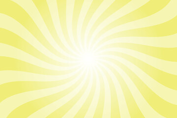 Abstract yellow background with rays retro starburst. Radial spiral stripes backdrop. Vintage sun beam texture. Sun rays pattern. Groovy retro swirl burst. Summer carnival background