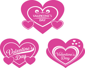 Pink Heart Valentine's Day Silhouette Vector Icon