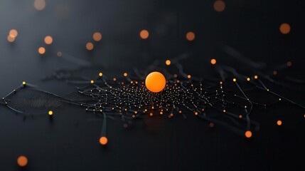 Obraz premium Single glowing dot surrounded by minimalist molecular structures