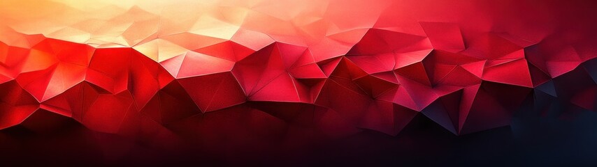 Abstract Geometric Artwork Deep Red Black Background Wide Banner Dramatic Lighting Asymmetric Composition Modern Minimalist