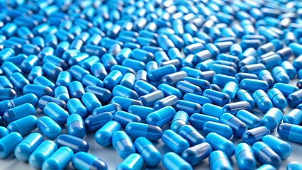 Aerial View of a Blue Pill Scattered on a Surface