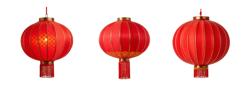 Chinese Red Lantern Isolated on Transparent, Traditional Decor for Festivals and Holidays